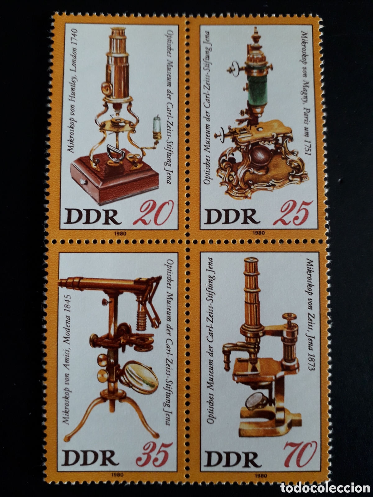 Selos: ALEMANIA ORIENTAL DDR YVERT 2192/5 SERIE COMPLETA NUEVA *** 1980 MICROSCOPIO &Oacute;PTICA PEDIDO M&Iacute;NIMO 3&euro;