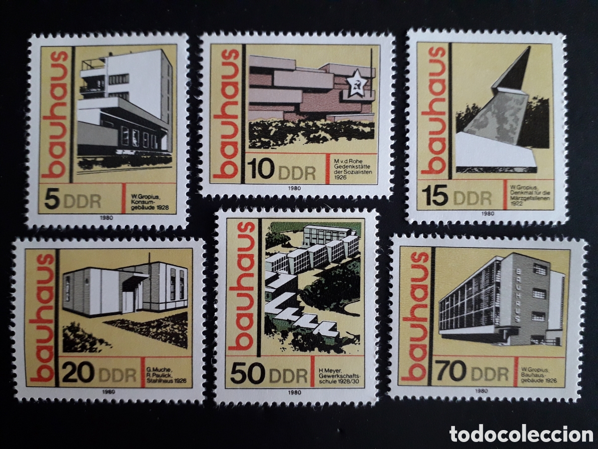 Francobolli: ALEMANIA ORIENTAL DDR YVERT 2169/74 SERIE CTA NUEVA *** 1980 BAUHAUS ARQUITECTURA PEDIDO M&Iacute;NIMO 3&euro;