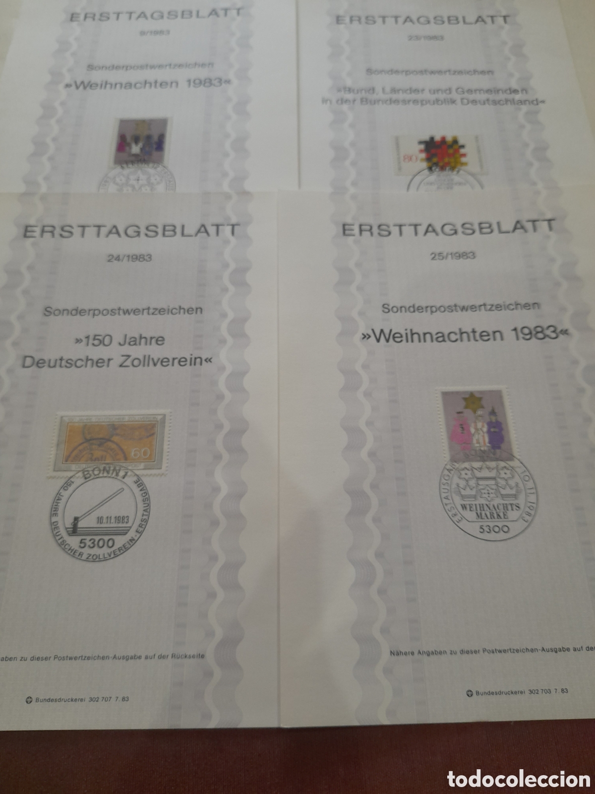 Sellos: Sello Alemina Federal matasellados edicion especial 1983. Lote. 5 laminas.