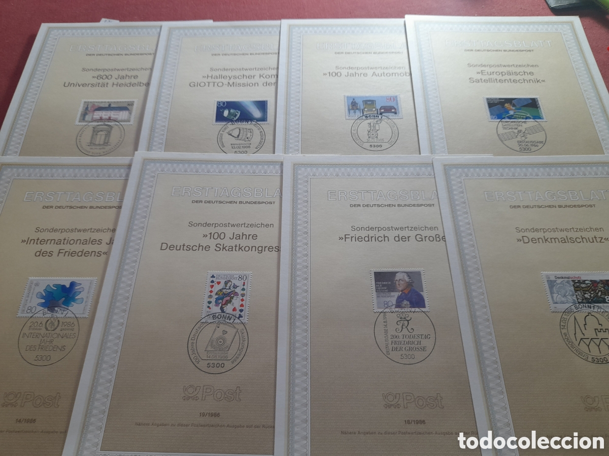 Sellos: Sello Alemina Federal matasellados edicion especial 1986. Lote. 8 llaminas