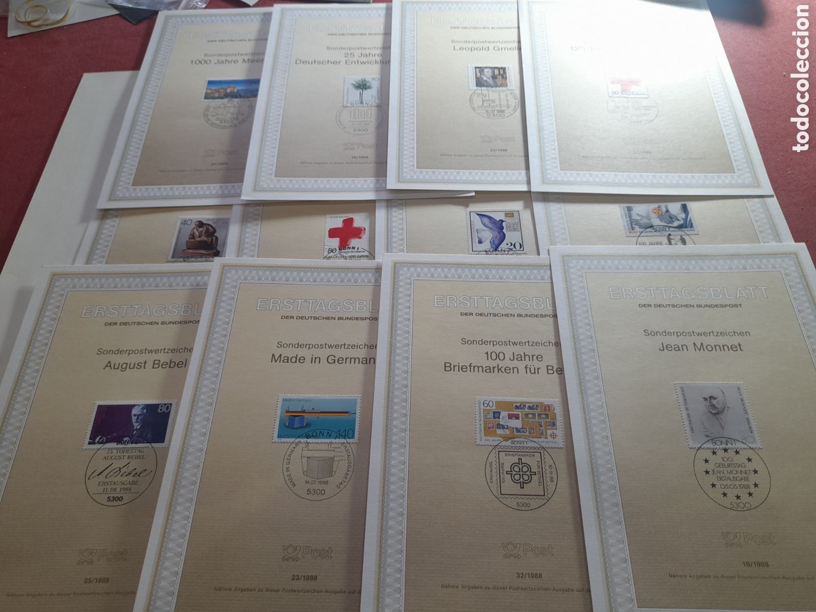 Sellos: Sello Alemina Federal matasellados edicion especial 1988. Lote 12 l&aacute;minas.