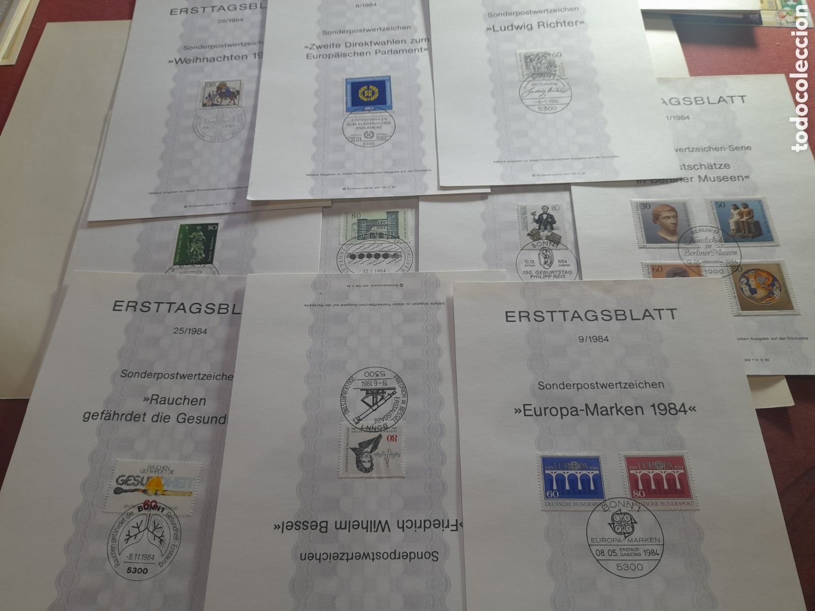 Sellos: Sello Alemina Federal matasellados edicion especial 1984. Lote. 10 l&aacute;minas.