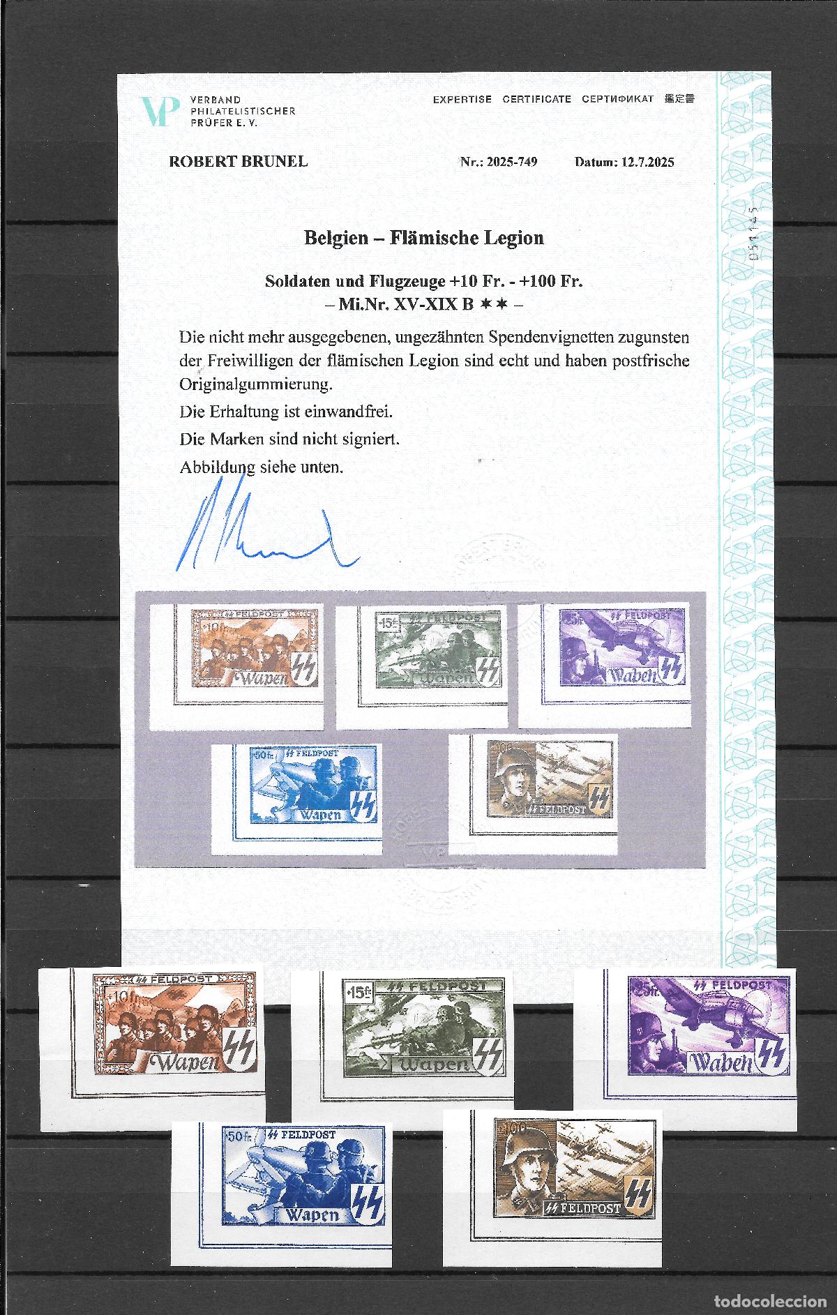 Sellos: ALEMANIA(Belgica)1944-Ocupacion Legion-Mi XVB/XIXB-MNH**