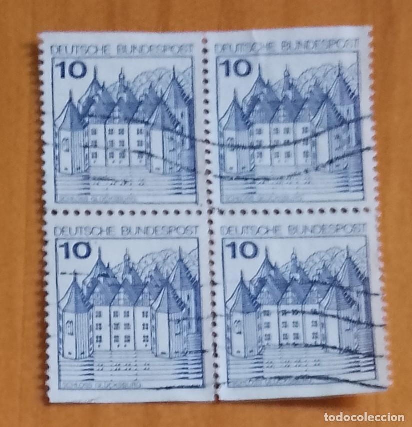 Briefmarken: ALEMANIA - SERIE: ARQUITECTURA, CASTILLO, PALACIO, FORTALEZA - TIRA CON 4 SELLOS.