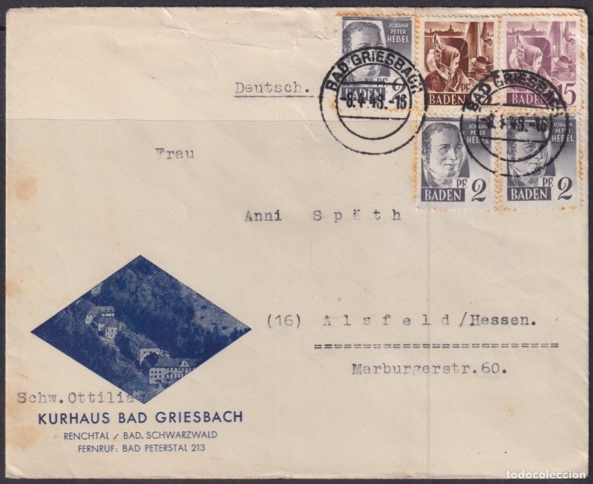 Sellos: F-EX56579 GERMANY BADEN FRANCE OCCUPATION 1947 20pf SKI CANCEL HINTERZARTEN.