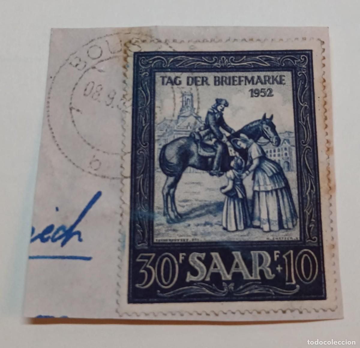 Sellos: Saar 1952. Trozo de carta - Foto 1