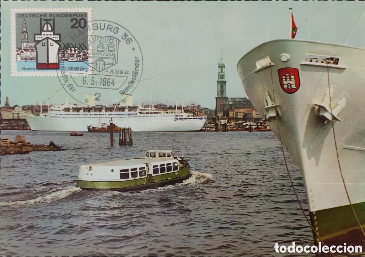 Sellos: Alemania. Hamburgo. 1964. Puerto e Iglesia de San Miguel