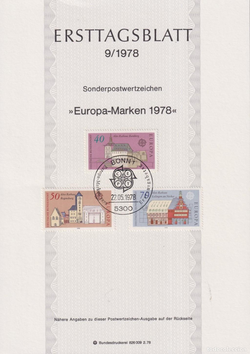 Sellos: F-EX61134 GERMANY 1978 ERSTTAGSBLATT 9/1978 EUROPA BUILDING.
