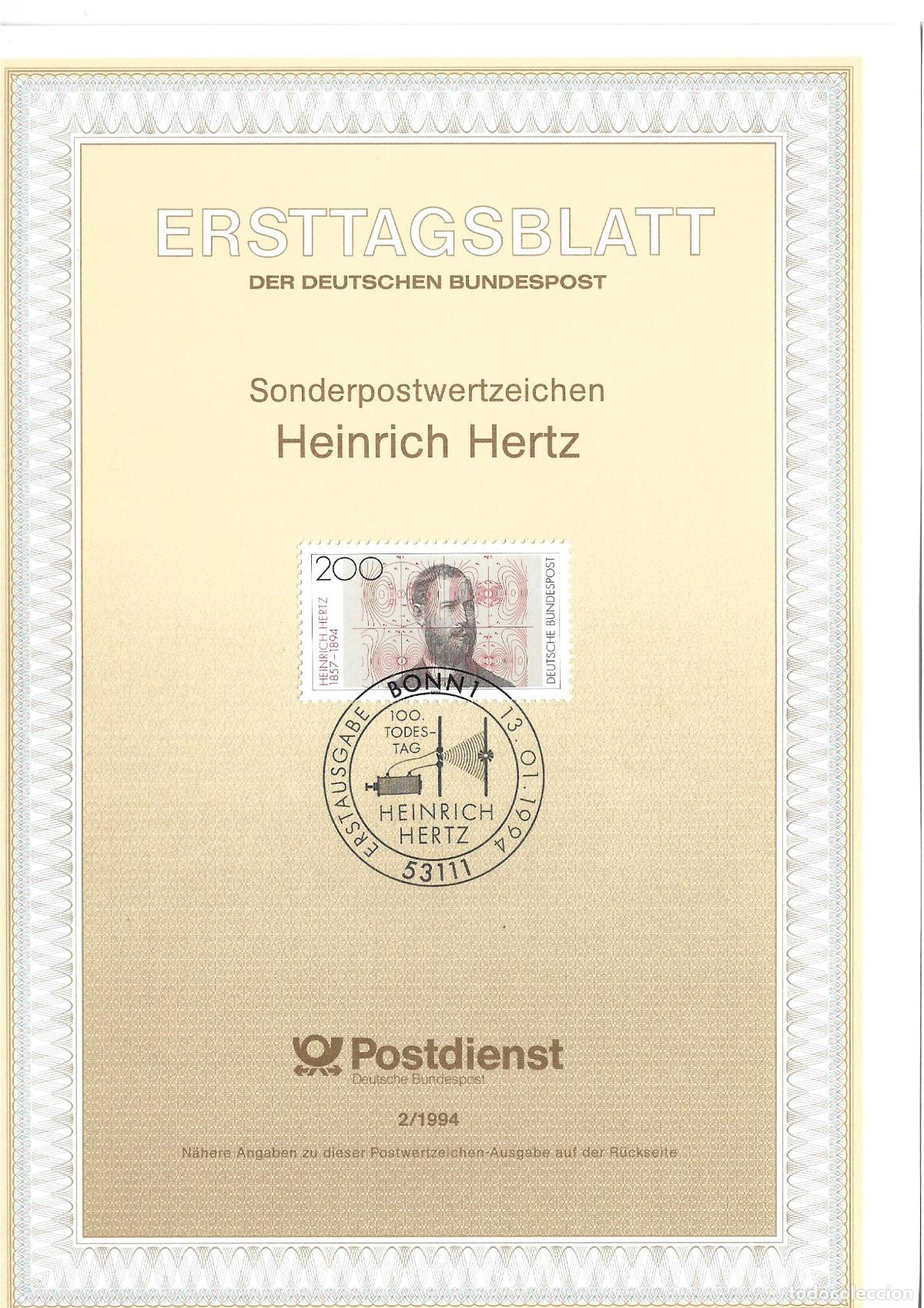 Timbres: alemania 1994 michel 1710 serie especial primer dia - 402