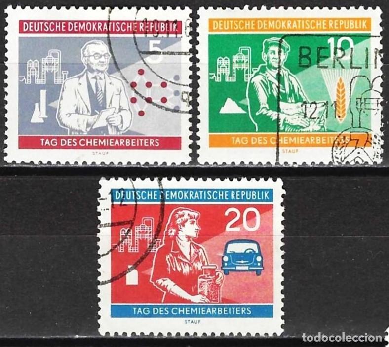 Selos: Alemania ( RDA ) 1960 - Mi 800 a 802 - YT 515 a 517 - Las profesiones en el sector qu&iacute;mico