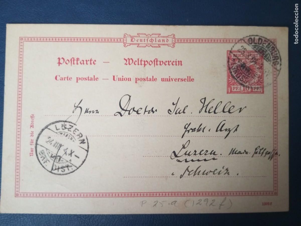 Stamps: ALEMANIA, 1894, ENTERO POSTAL P 25 a ( 1292 f) CIRCULADO A SUIZA MATASELLOS DE LLEGADA, ,