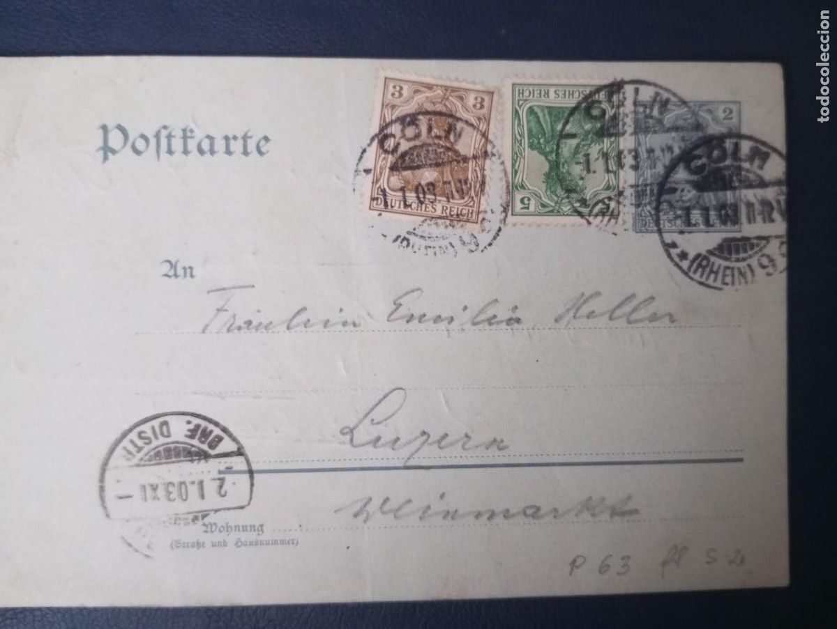 Selos: ALEMANIA, 1903, ENTERO POSTAL P 63 CIRCULADO A SUIZA MATASELLOS DE LLEGADA, ,