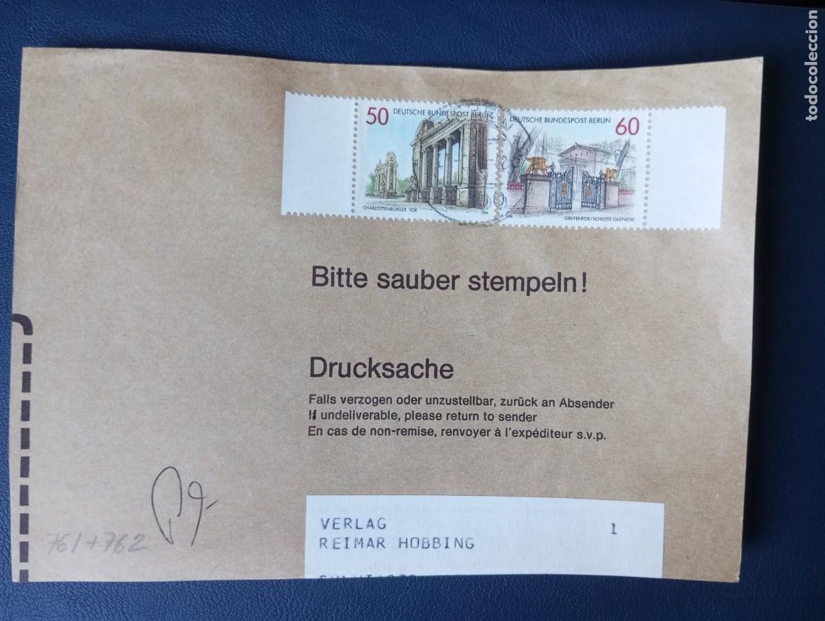 Sellos: ALEMANIA, BERLIN, 1986, FRONTAL DE UN IMPRESO