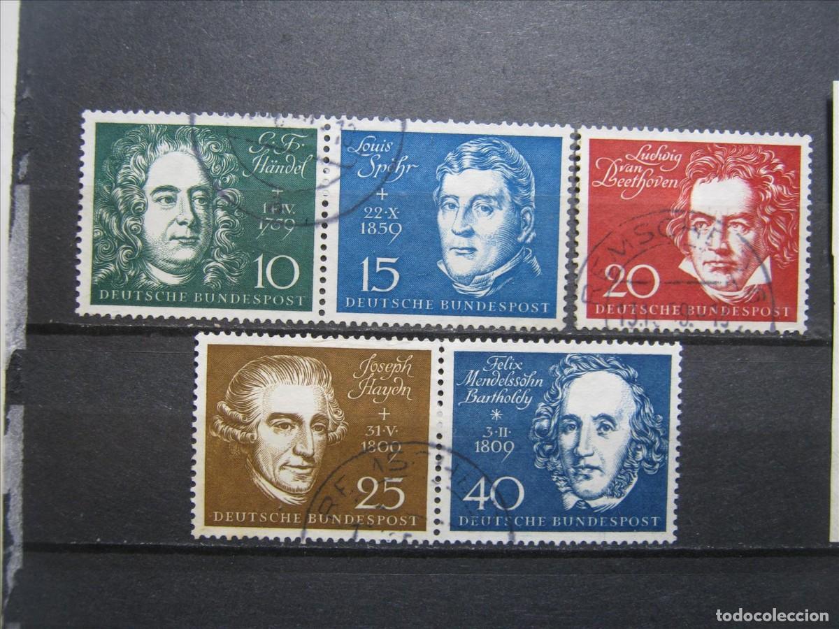 Timbres: ALEMANIA FEDERAL 1959 SERIE M&Uacute;SICOS YVERT 188/192 USADOS PERFECTOS.