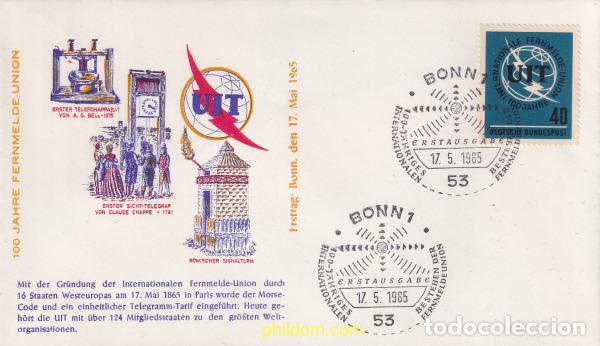 Sellos: 710391 USED ALEMANIA FEDERAL 1965 CENTENARIO DE LA UNION INTERNACIONAL DE TELECOMUNICACIONES