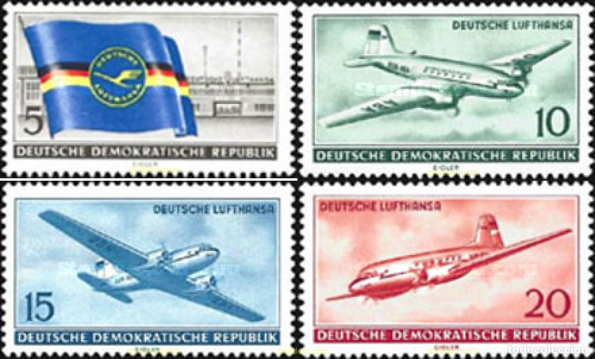 Timbres: 703882 HINGED ALEMANIA DEMOCRATICA 1956 FUNDACION DE LA COMPA&Ntilde;IA AEREA ALEMANA LUFTHANSA