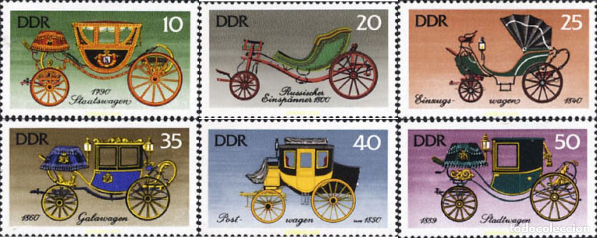 Sellos: 150801 MNH ALEMANIA DEMOCRATICA 1976 CARRUAJES ANTIGUOS
