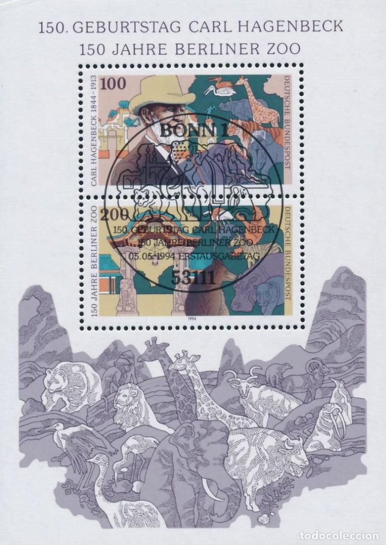 Timbres: ALEMANIA GERMANY 1994 SHEET USED MNH 150th ANIVERSARIO DEL ZOOLOGO CARL HAGENBECK CIRCO CIRCUS