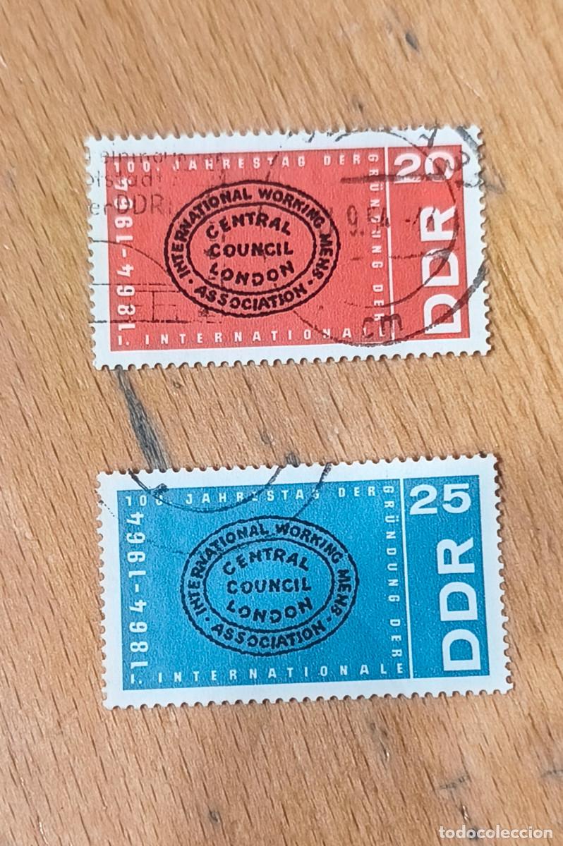 Timbres: Alemania DDR 1964 Centenario de la 1&ordf; internacional socialista de Londres Yvert 757/ 758