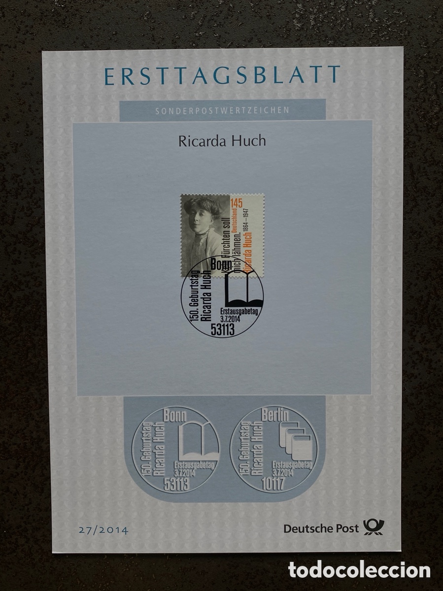 Stamps: Sellos, tarjeta matasellos primer d&iacute;a, de Alemania 2014 Personajes Mujer