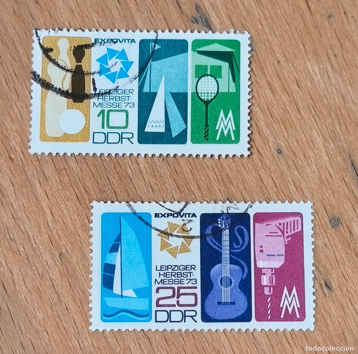 Francobolli: Alemania DDR 1973 Feria oto&ntilde;al de Leipzig. Yvert 1564/1465 Serie completa