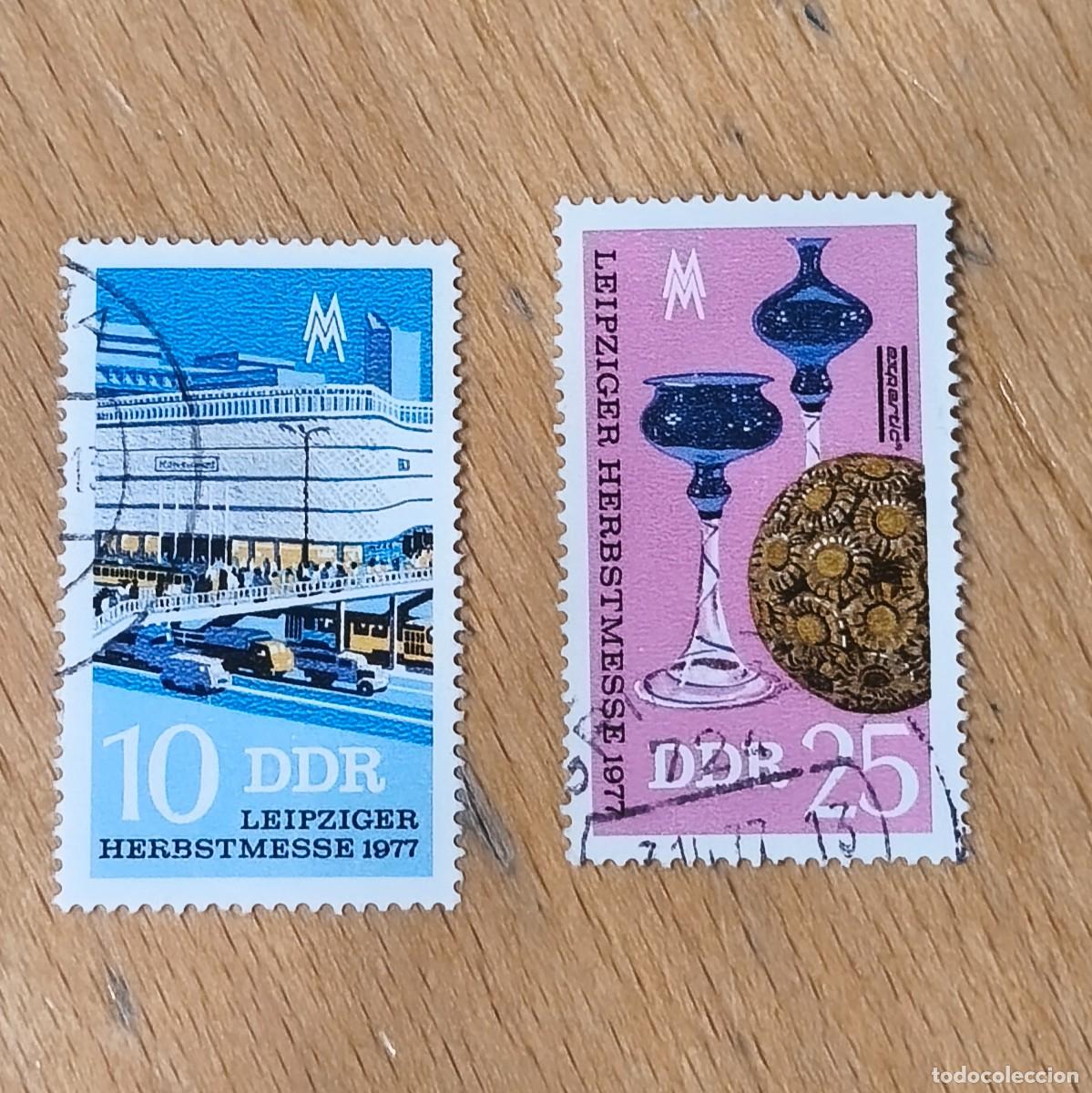 Selos: Alemania DDR 1977 Feria oto&ntilde;al de Leipzig. Yvert 1924/1925. Serie completa
