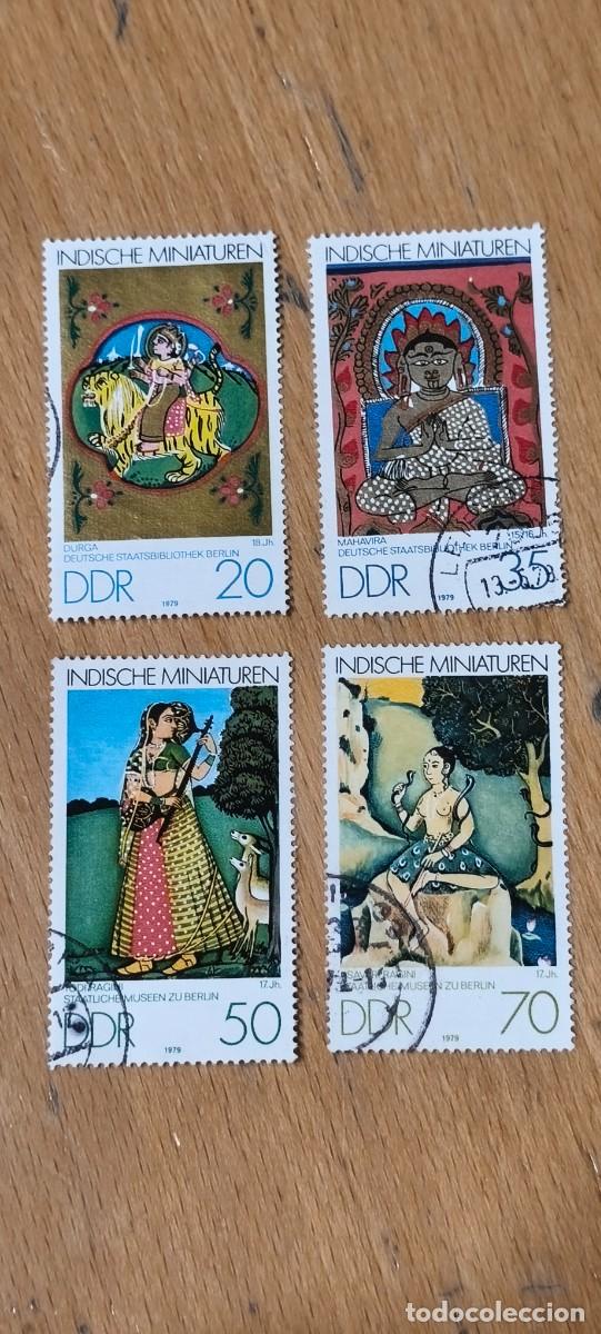Selos: Alemania DDR 1979 Miniaturas indias de los museos de Berl&iacute;n. Yvert 2083/2086 Serie completa.