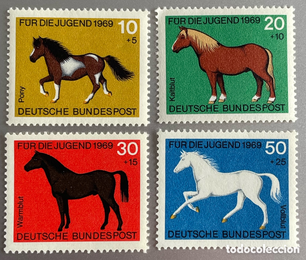 Timbres: Alemania. Pro juventud. Fauna. Caballos. 1969