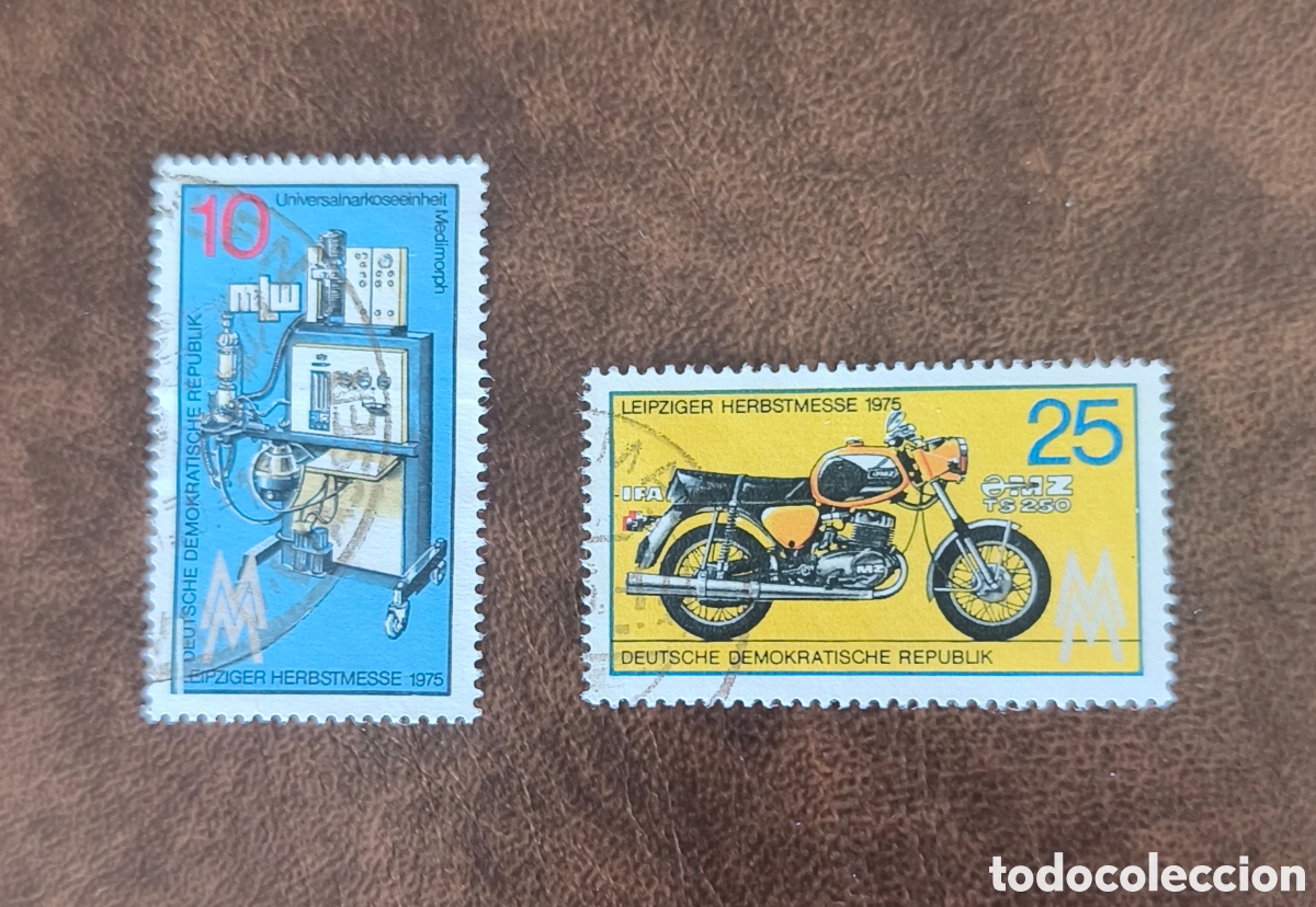 Sellos: Alemania DDR 1975 Feria oto&ntilde;al de Leipzig. Yvert 1756/1757. serie completa