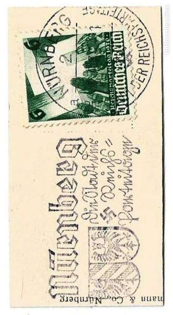 Sellos: ALEMANIA - 1936 - REICHPARTEITAG SOBRE FRAGMENTO - MATASELLOS PRECIOSO NUREMBERG - RARO