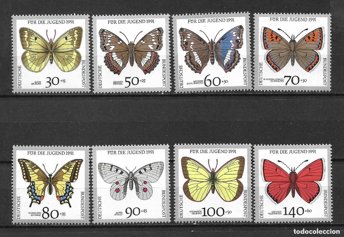 Sellos: alemania 1991 michel 1512/1519 ** mnh mariposas 12&euro; - 1/17