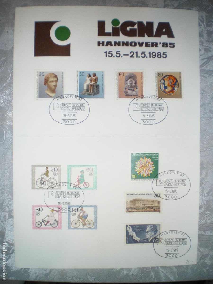 Sellos: HOJA CONMEMORATIVA FERIA DE LA MADERA HANNOVER 1985