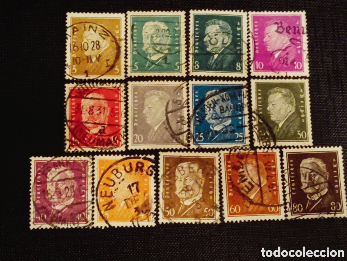 Sellos: Lote Sellos Alemania 1928 - Serie Presidentes Ebert y Hindenburg - Michel 410/422 Usados