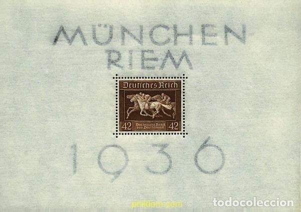 Sellos: 714339 HINGED ALEMANIA 1936 3 CARRERA DE CABALLOS EN MUNICH