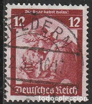 Sellos: Alemania Reich 1935 Scott 450 Sello &ordm; SAAR Bienvenidos a casa Welcoming home Michel 567 Yvert 526
