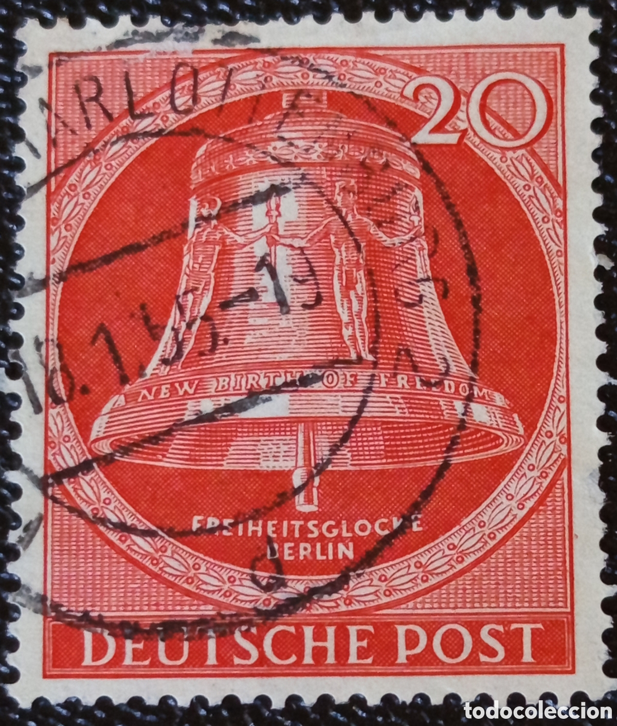 Sellos: Sello Berl&iacute;n 1951 - Campana de la Libertad 20pf Rojo - Michel 84