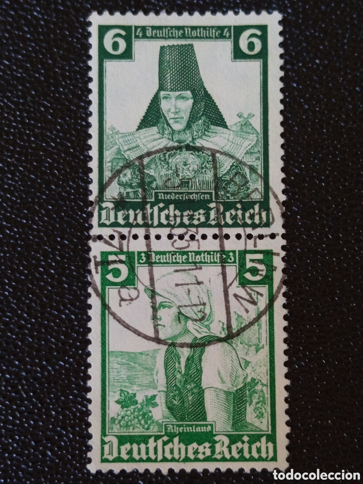 Sellos: Pareja Vertical Alemania 1935 - Nothilfe Trajes T&iacute;picos - Michel S231 Usada