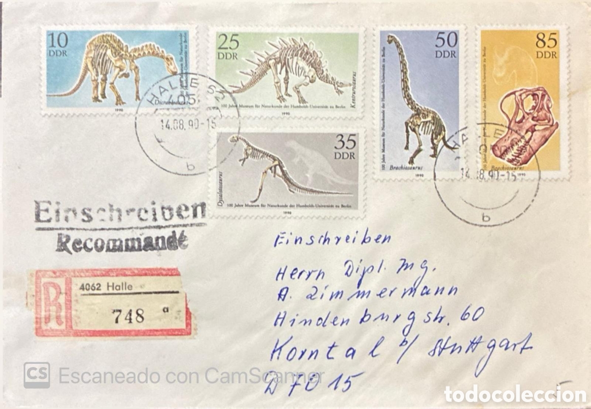 Sellos: CA)Alemania Oriental (DDR), 1990, Paleontolog&iacute;a / Centenario del Museo de Historia Natural