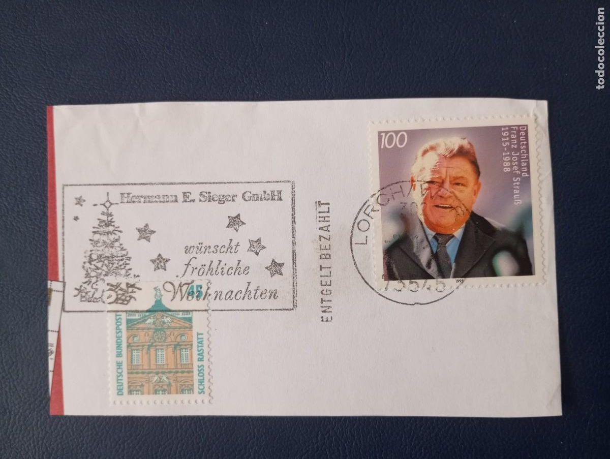 Sellos: ALEMANIA, 1991, MATASELLOS ESPECIAL HERMANN SIEGER, NAVIDAD