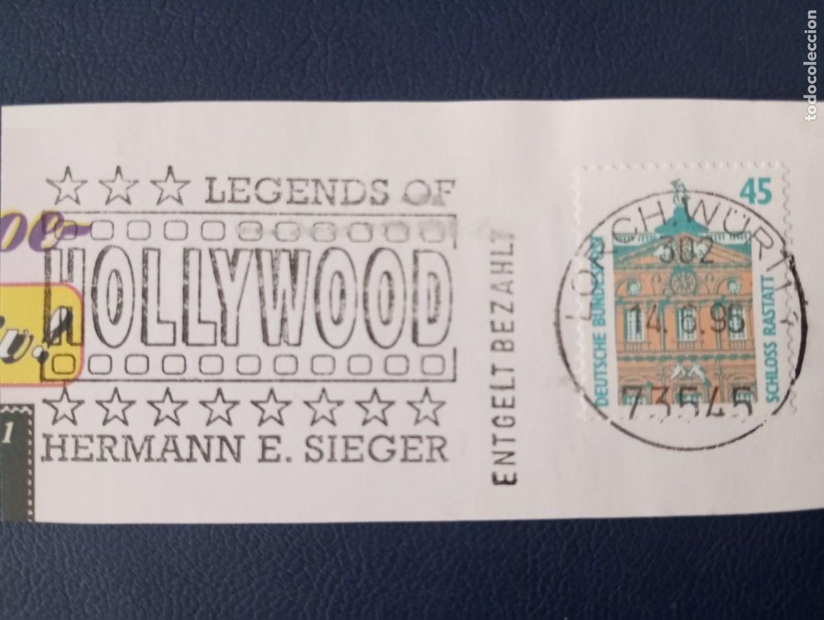 Sellos: ALEMANIA, 1995, MATASELLOS ESPECIAL HERMANN SIEGER, HOLLIWOOD