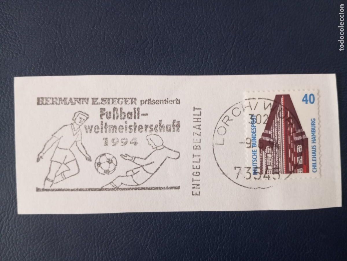 Sellos: ALEMANIA, 1994, MATASELLOS ESPECIAL HERMANN SIEGER, FUTBOL