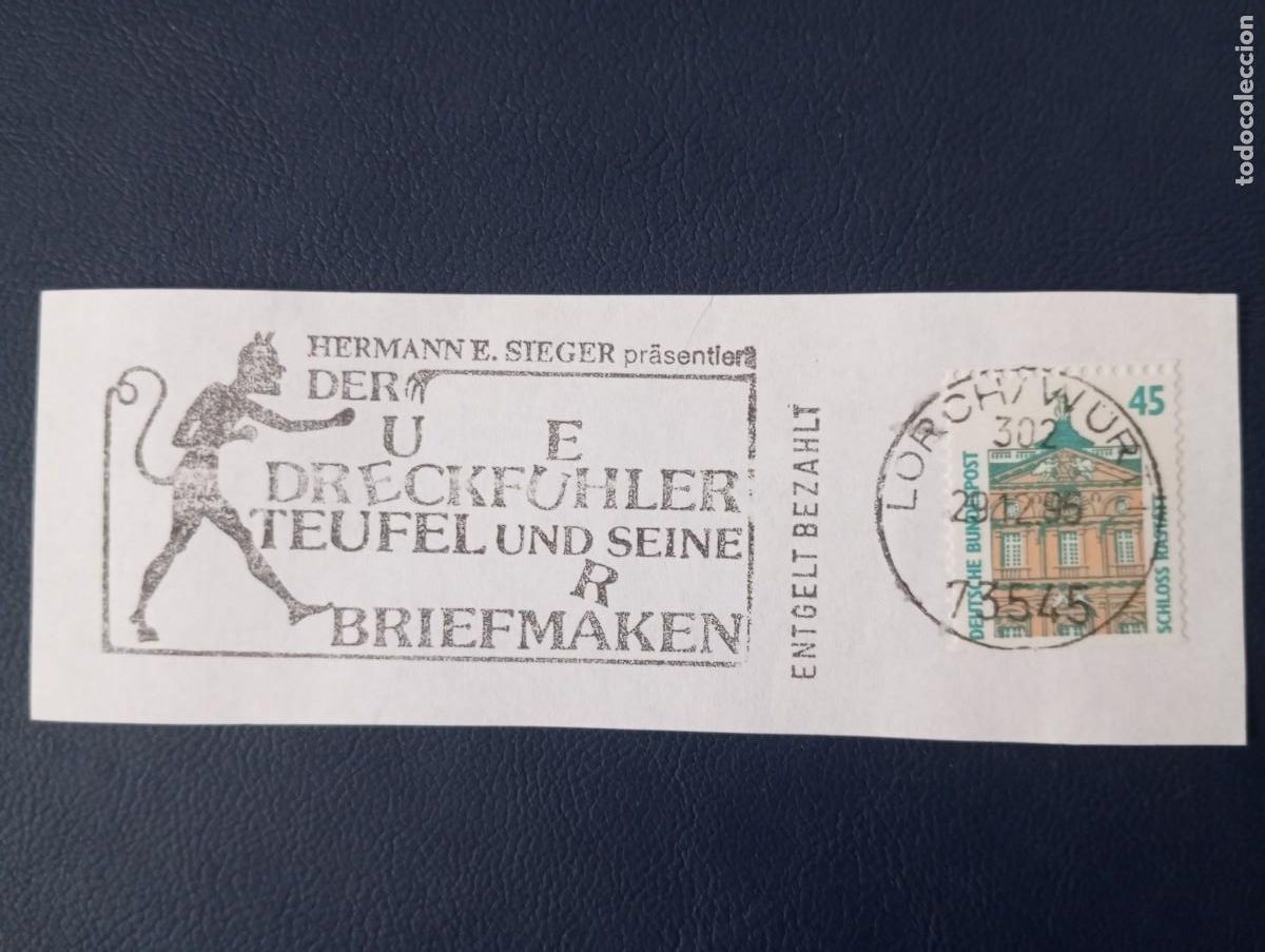 Sellos: ALEMANIA, 1995 MATASELLOS ESPECIAL HERMANN SIEGER, DER UER DRECKFUHLER TEUFEL UND SEINE BRIEFMARKEN