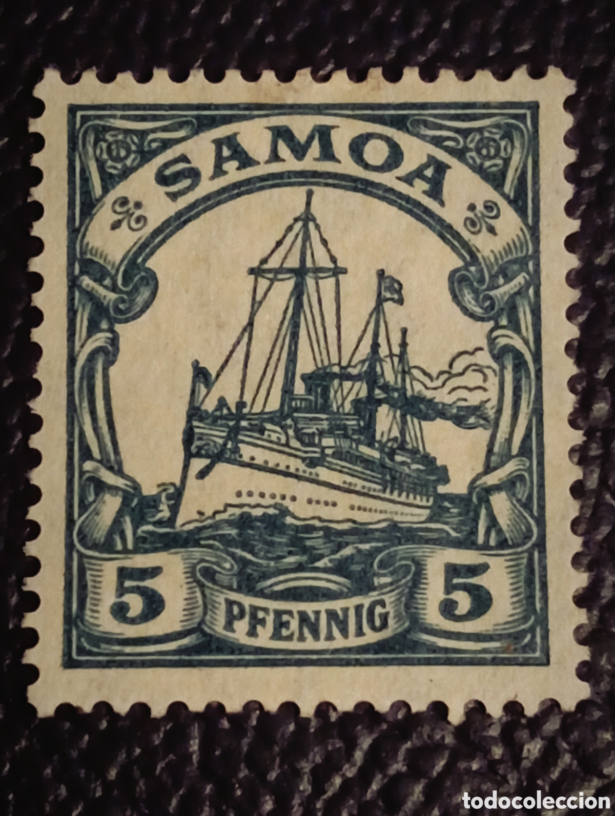Sellos: Samoa Alemana 1900 - 5 Pfennig Yate Hohenzollern - Michel Nr. 7 MH