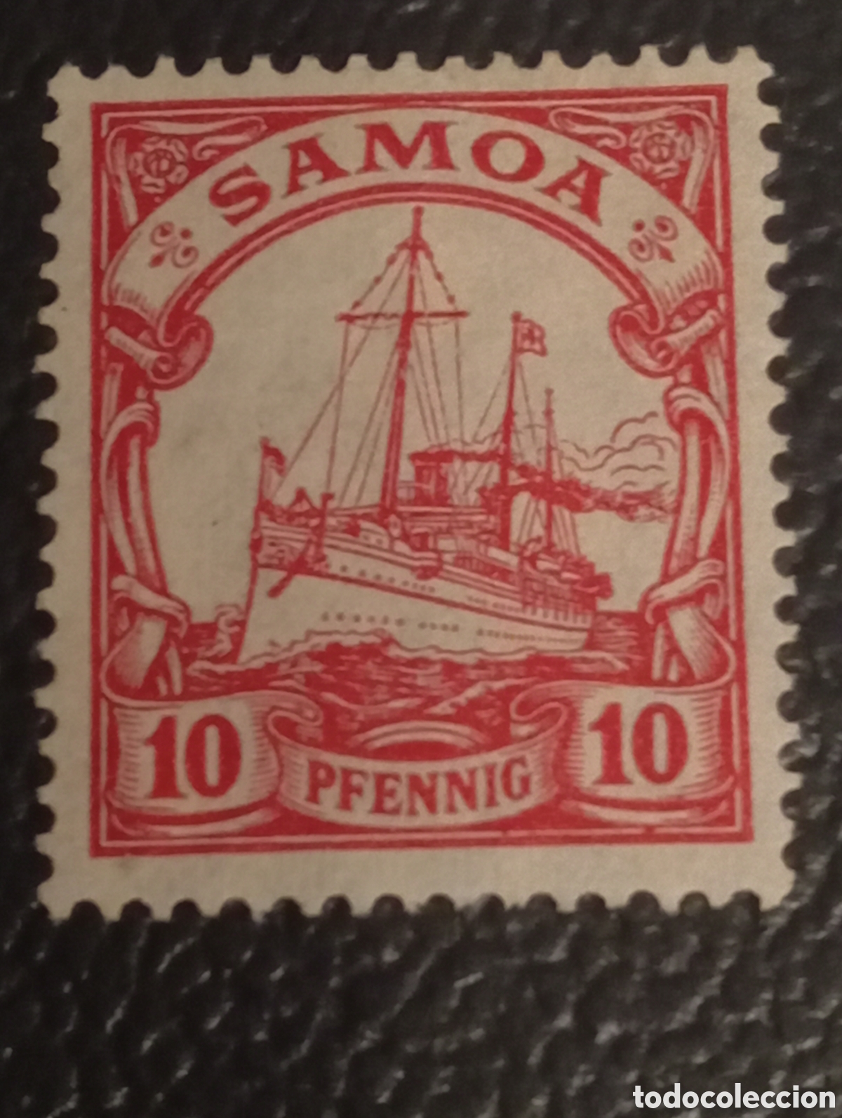 Sellos: Sello Samoa Alemana 1914 - 10 Pfennig &rdquo;Yate Hohenzollern&rdquo; - Michel Nr. 14 B (MH)