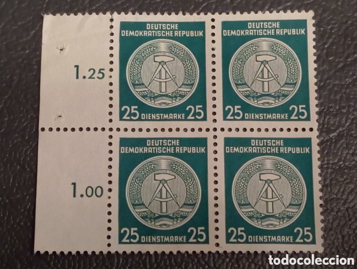 Sellos: Bloque de 4 Sellos Servicio RDA (DDR) 1954 - Michel Dienstmarke 23 - MH