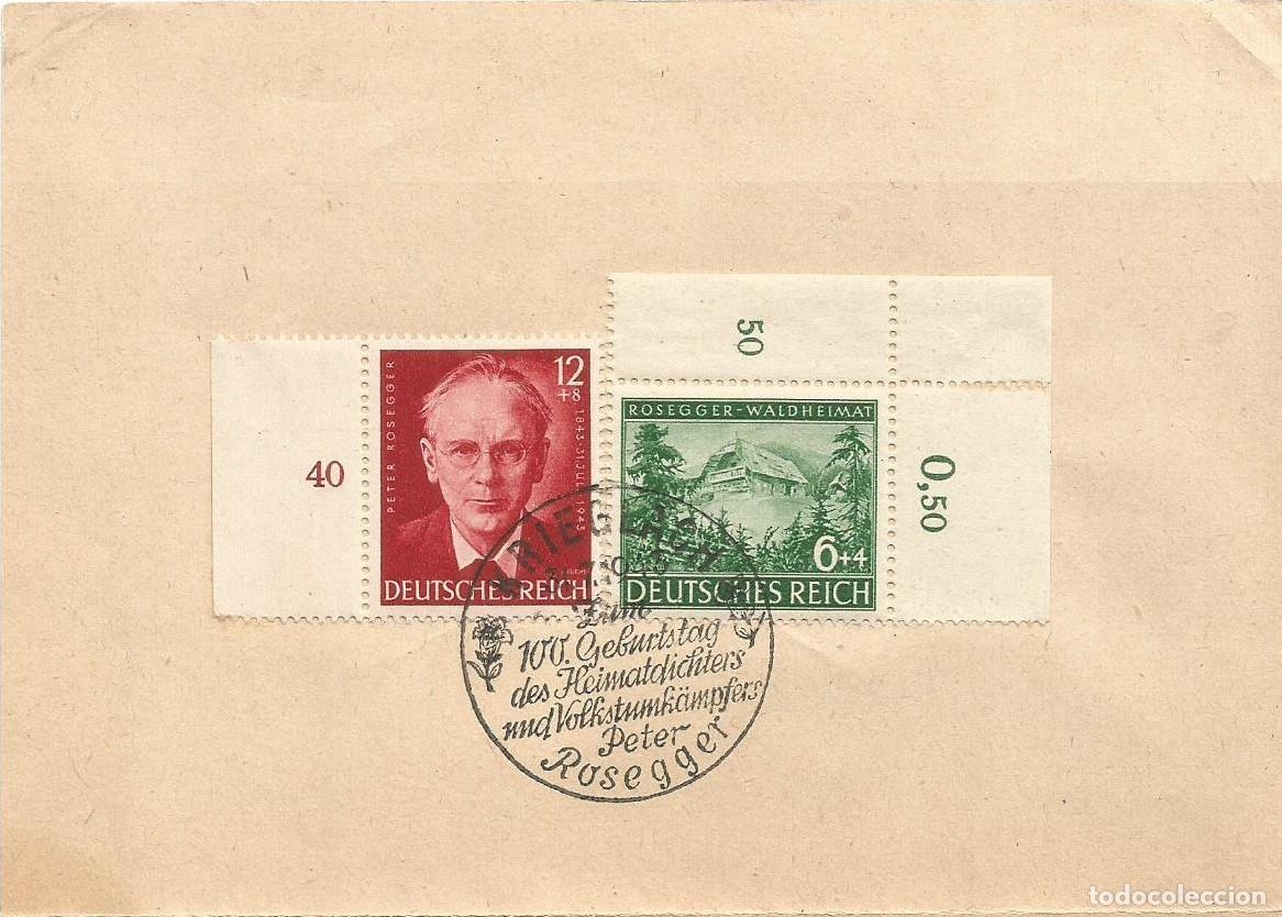 Sellos: ALEMANIA NAZI - 1943 - DOCTOR PETER ROSEGGER - SERIE COMPLETA EN HOJITA