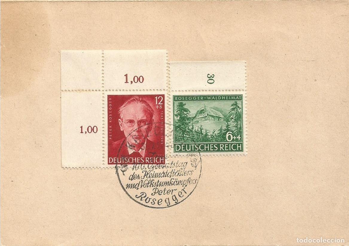 Sellos: ALEMANIA NAZI - 1943 - DOCTOR PETER ROSEGGER - SERIE COMPLETA EN HOJITA