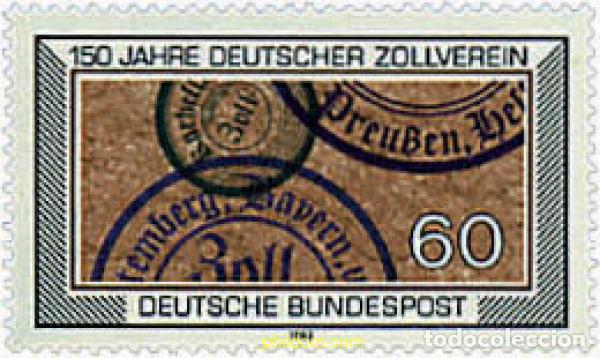 Sellos: 145573 MNH ALEMANIA FEDERAL 1983 150 ANIVERSARIO DE LA UNION ADUANERA DE ALEMANIA