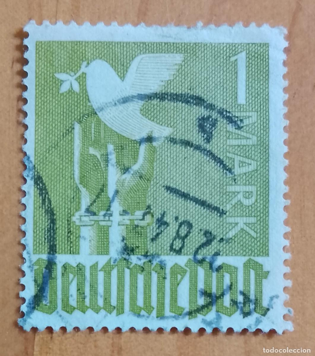 Sellos: ALEMANIA - V/F 1 MARK - A&Ntilde;O 1947 - PALOMA DE LA PAZ, OCUPACI&Oacute;N CONJUNTA ALIADA, YV 49