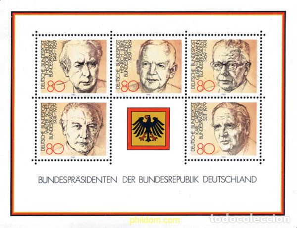 Sellos: 106007 MNH ALEMANIA FEDERAL 1982 PRINCIPIOS DE LA DEMOCRACIA. PRESIDENTES DE LA REPUBLICA FEDERAL
